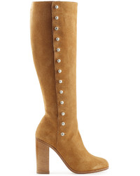 Maison Margiela Suede Knee Boots With Buttons