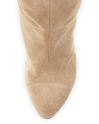 RED Valentino Suede Pointed Toe Knee Boot Taupe
