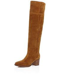 River Island Tan Brown Suede Knee High Boots