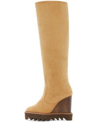 Stella McCartney Tan Knee High Wedge Boots