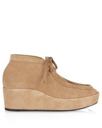 Balenciaga Lace Up Flatform Suede Ankle Boots