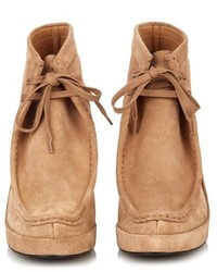 Balenciaga Lace Up Suede Wedge Ankle Boots