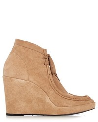 Balenciaga Lace Up Suede Wedge Ankle Boots