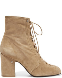 Laurence Dacade Milly Lace Up Suede Ankle Boots Sand