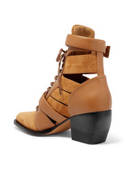 Chloé Rylee Cutout Suede And Leather Ankle Boots