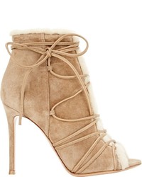 Gianvito Rossi Shearling Lined Aspen Booties Nude