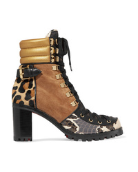 Christian Louboutin Who Runs Suede Elaphe Metallic Leather And Calf Hair Ankle Boots