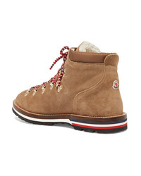 Moncler Blanche Shearling Lined Glittered Suede Ankle Boots