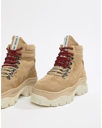 Bronx Taupe Suede Chunky Hiker Boots