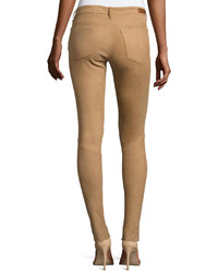 AG Jeans Ag Suede Low Rise Extra Skinny Leggings Tan