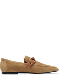 Isabel Marant Farlow Leather Trimmed Suede Loafers Camel