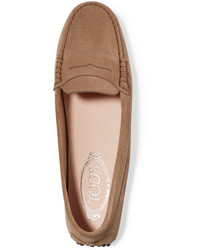 Tod's Gommino Suede Loafers Beige