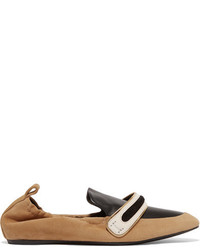 Lanvin Suede And Leather Slippers Sand