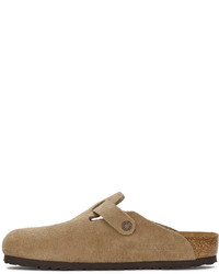 Birkenstock Taupe Suede Soft Footbed Boston Loafers