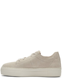 Helmut Lang Beige Suede Stitched Sneakers
