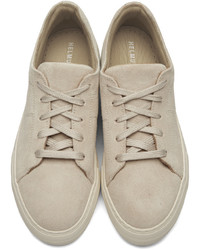 Helmut Lang Beige Suede Stitched Sneakers