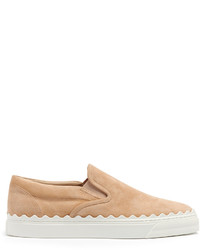 Chloé Chlo Kyle Scallop Edged Suede Slip On Trainers