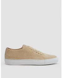 Common Projects Court Low Suede Sneaker In Tan