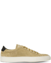 Common Projects Tan Suede Achilles Retro Low Sneakers