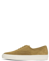 Common Projects Tan Suede Tournat Four Hole Sneakers