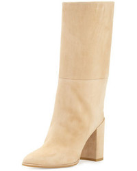 Tan Suede Mid-Calf Boots