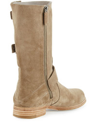 Eileen Fisher Motor Suede Mid Calf Boot Earth