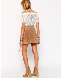 Asos Collection Wrap Skirt In Suede With Ties