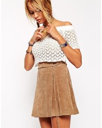 Asos Collection Wrap Skirt In Suede With Ties