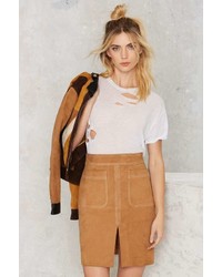 Nasty Gal Dreaming From The Waist Suede Skirt
