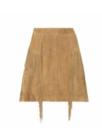 Saint Laurent Fringed Suede Miniskirt