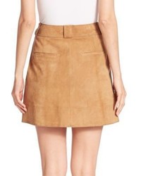 Vince Suede Inverted Pleat Mini Skirt