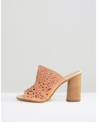 Carvela Kayla Nude Suede Cut Out Heeled Mules