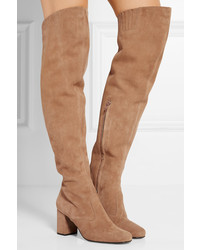 Saint Laurent Bb Suede Over The Knee Boots Sand