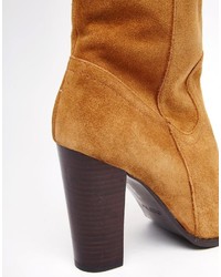 Aldo Bove Tan Leather Block Heeled Over The Knee Boots