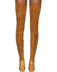 Maison Margiela Camel Suede Over The Knee Boots