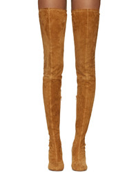 Maison Margiela Camel Suede Over The Knee Boots