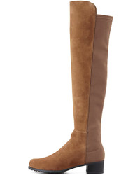 Stuart Weitzman Reserve Suede Stretch Back Over The Knee Boot Tan