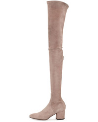 Valentino Stretch Suede Over The Knee Boot Poudre