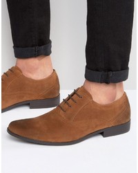 Asos Oxford Shoes In Tan Faux Suede