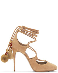 Dolce & Gabbana Dolce And Gabbana Tan Suede Lace Up Pumps
