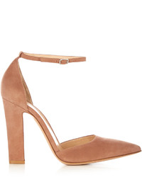 Gianvito Rossi Mary Jane Point Toe Suede Pumps