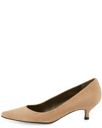 Stuart Weitzman Poco Suede Kitten Heel Pump Cashew