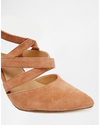 Aldo Unelilian Camel Suede Strap Heeled Shoes