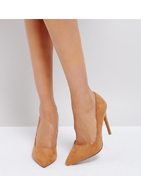 ASOS DESIGN Wide Fit Paris Pointed High Heeled Court Shoes In Caramel