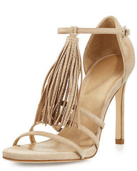 Stuart Weitzman Frabtional Suede Tassel Sandal