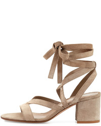 Gianvito Rossi Janis Low Suede Lace Up Sandal