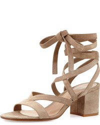 Gianvito Rossi Janis Low Suede Lace Up Sandal