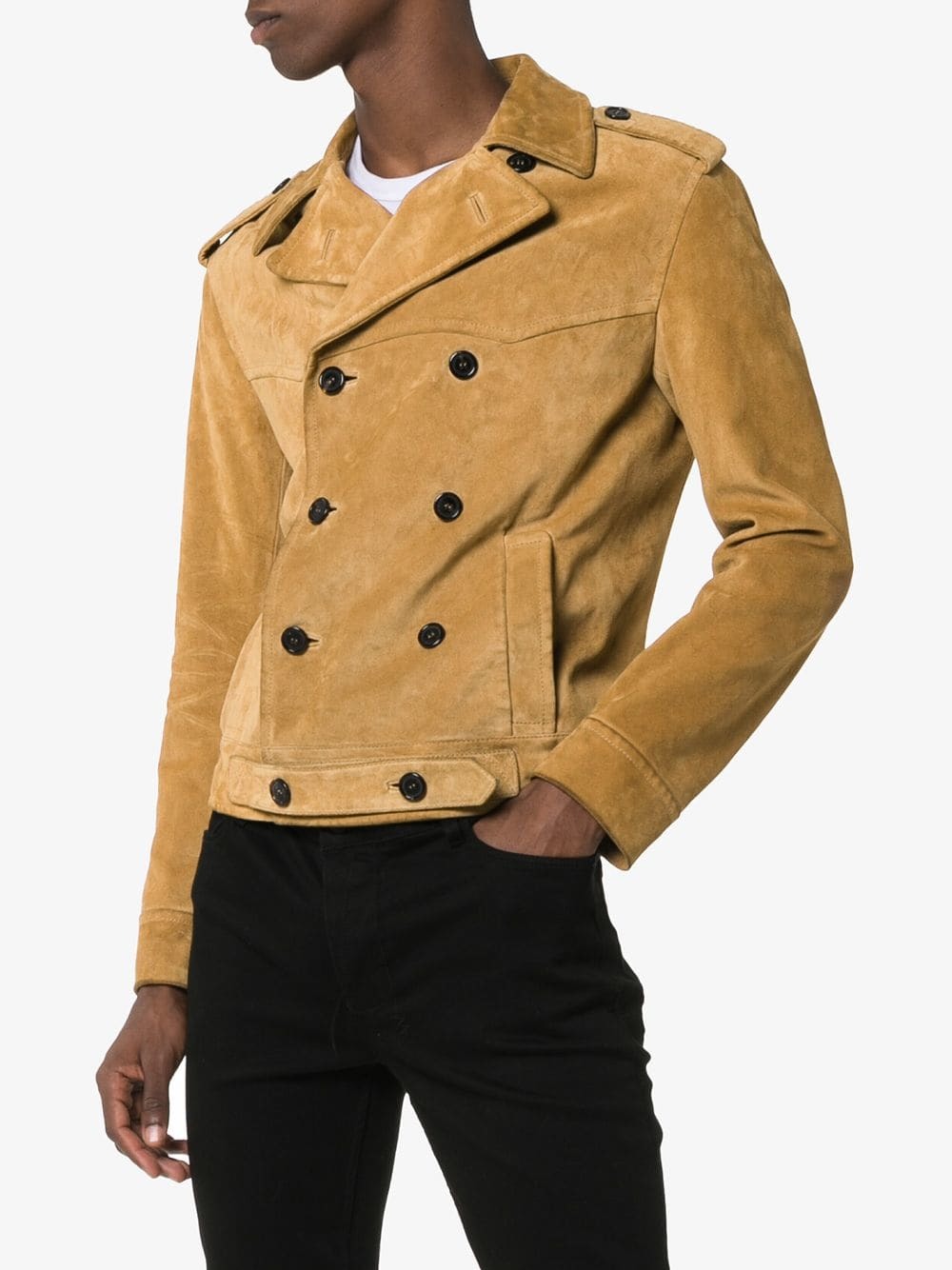 double breasted suede jacket