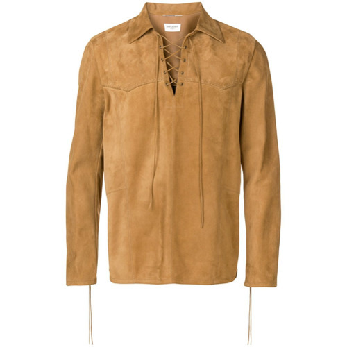 Saint Laurent Lace Up Shirt Jacket, $1,853 | farfetch.com | Lookastic