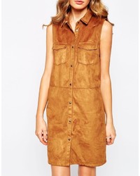 First I First I Suede 70s Suedette Shirt Dress